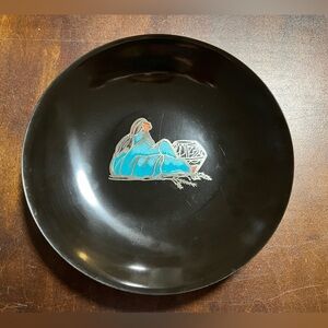 Vintage MCM Couroc California Native American Woman Bowl